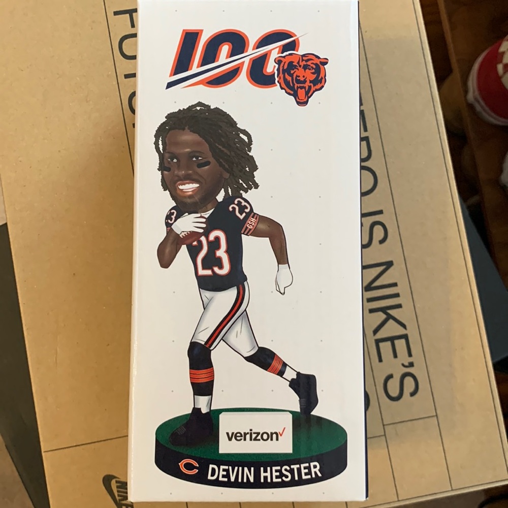 Devin Hester bobble head, Chicago bears 100 year anniversary. Perfect condition!